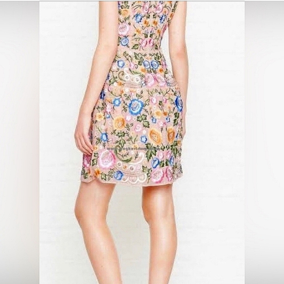 Needle & Thread fully beaded embroidered floral sleeveless shift mini dress 2 - Picture 6 of 13